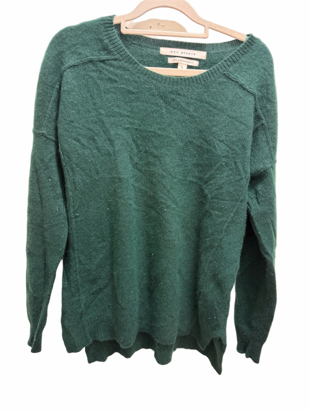 Max Studio Deep Green Cashmere Sweater Size Large
